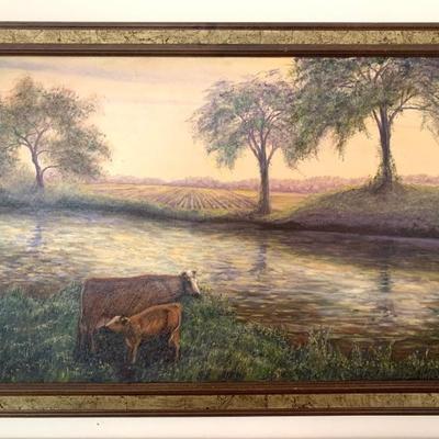 Signed C.M. Elliott, o/c scene on The Farmington River 20 x 30”