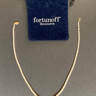 18”  Cultured Akoya pearl necklace w/ 18k yellow gold clasp