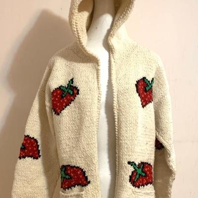 Hand knit  strawberry wool coat/ sweater