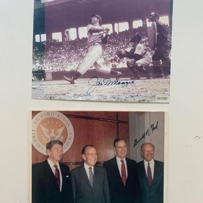 Joe DiMaggio and Gerald Ford autographed photographs, both w/ COA