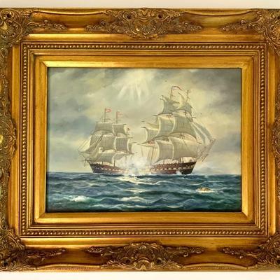 O/B painting of clipper ships 12x16” sight 