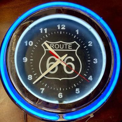 Route 66 neon wall clock