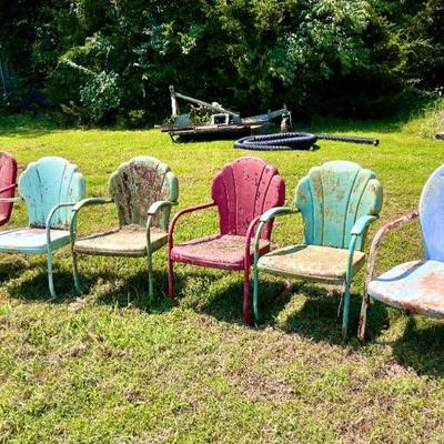 MCM Mid Century Metal Bunting Chairs