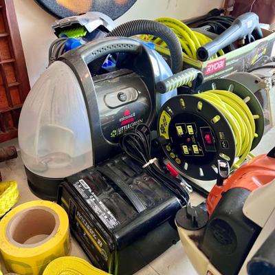 Carpet, shampooer, and battery charger