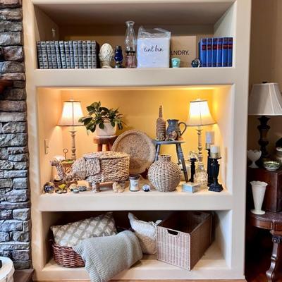 Wicker Elephant, Wicker Baskets, Table Lamps and Decor