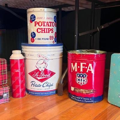 Vintage advertising tins