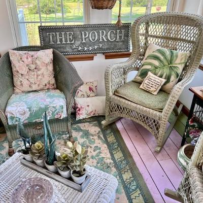 Wicker Chair and Wicker Rocking Chair
