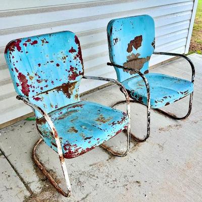 MCM mid century modern metal chairs