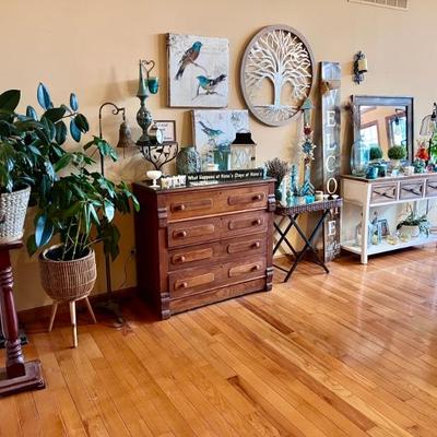 Antique Chest of Drawers, Plants, Home Decor