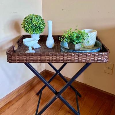 Folding Serving Tray Table and Decor