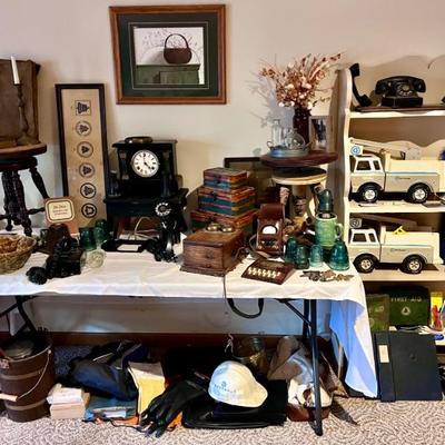 Antique telephones and vintage telephone items