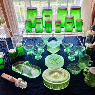 Vintage green glassware