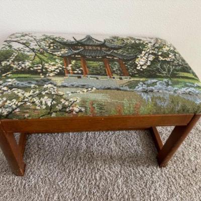 Ottoman w/ Cherry Blossom Garden Upholstery	