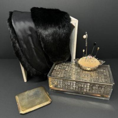 Sterling Pin Cushion & Cigarette Case (Approx 109.51 grams ) + Napkin Box	