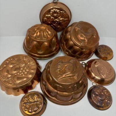 Vintage & Modern Copper Pudding Molds - Assorted Shapes & Sizes	