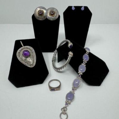 14k Gold & Sterling Silver Combo w/ Semi-Precious Stones & Purple Accents	