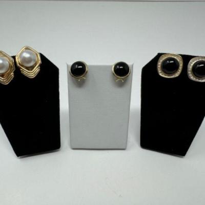 Three Pairs of 14k Gold Earrings w/ Gemstones - 23.61 Grams	