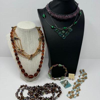 Variety of Beaded Necklaces, Earrings, & Bracelets	