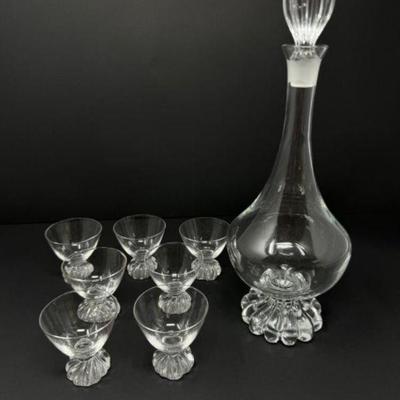 ﻿Baccarat-Inspired Decanter Set w/ 6 Matching Shot Glasses	