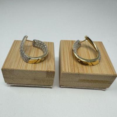 14k Gold Teardrop Earrings w/ Possible Diamonds	