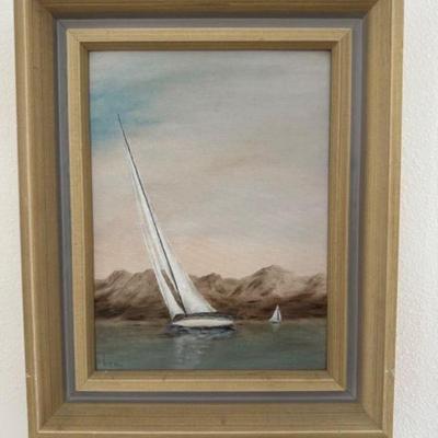 Coastal Sailboat Framed Art - Signed by Wray	