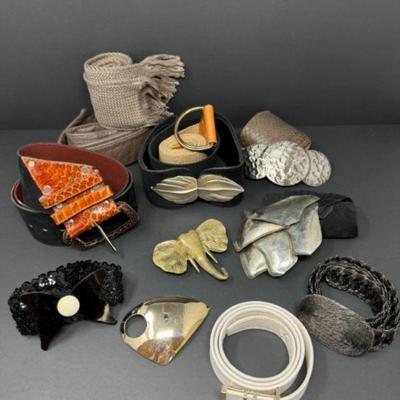 Huge Collection of Women's Vintage Belts: Various Styles & Colors	