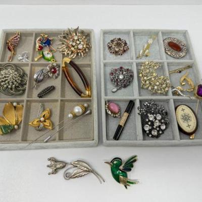 Vintage Brooch Collection: Designer, Floral, Enamel, & Multi-Tone Pieces	