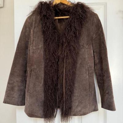 ﻿Vintage-Inspired Atelier Mongolian Fur Suede Coat	