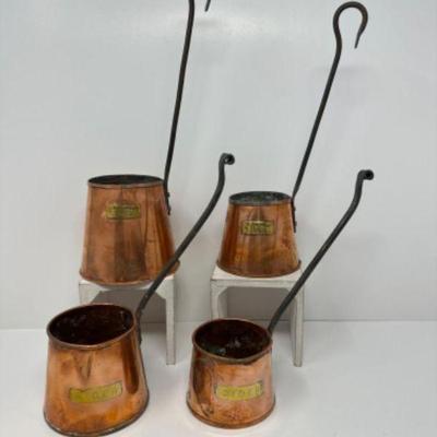 Set of 4 Graduated Copper Cider Ladles	