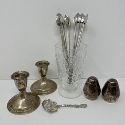 135.7 Grams of Sterling Silver Collection + Weighted Candle Sticks	
