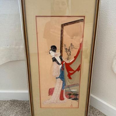 Professionally Framed "A Beauty In Nightwear" Geisha Print	
