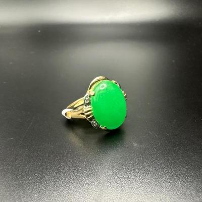 Jade and diamond ring