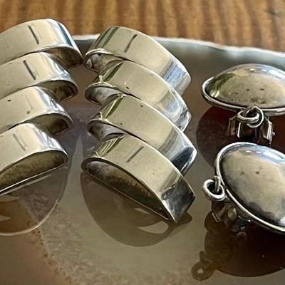 2 Pairs Of Sterling Silver Handmade Vintage Clip On Earrings - Total Weight 34.5 Grams 