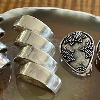 2 Pairs Of Handmade Vintage Sterling Silver Clip On Earrings - Total Weight 29.3 Grams 