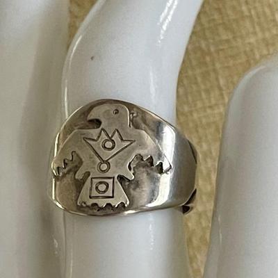 Sterling Silver Thunderbird Ring - Size 7.5 - Total Weight 6.4 Grams 