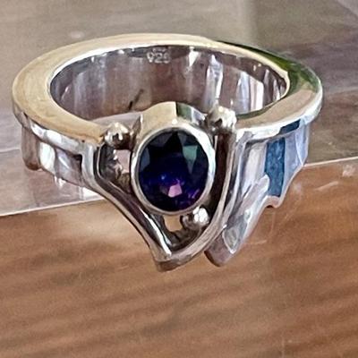 Lovely Sterling Silver & Amethyst Ring Size 6.75 - Total Weight 9.2 Grams 