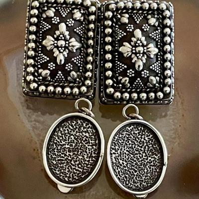 2 Pairs Of Sterling Silver Handmade Clip On Earrings - Total Weight 29.3 Grams 