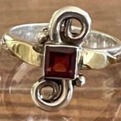 (3) Sterling Silver Rings - (2) Carnelian & (1) Garnet - Total Weight 11.3 Grams 