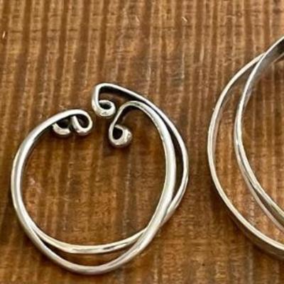 (3) Pairs Of Sterling Silver Handmade Cuff Earrings - Total Weight 32.6 Grams 
