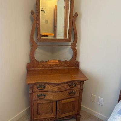 30x18x28 1/2H, OH w mirror 69 1/2H. Mirror 31x40