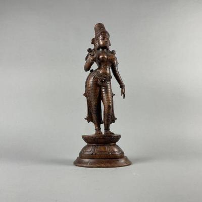 Lot 19 | Vtg Hand Carved Wood Parvati Shivakami Statue
