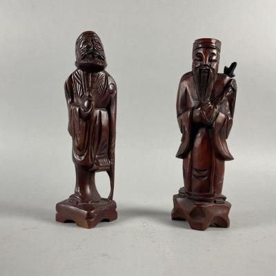 Lot 162 | Vtg Hand Carved Wood Li Tieguai & Taibai Jinxing

