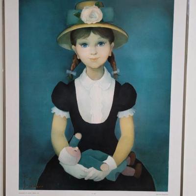 Little Girl With Doll , Rare Vintage Print By GUY SERADOUR 1950-60s