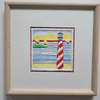Watercolor Embossed Paper " Light House Point "   Artist Proof By JANE BILLMAN. 