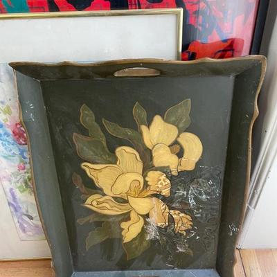 Wooden Floral painted Tray 