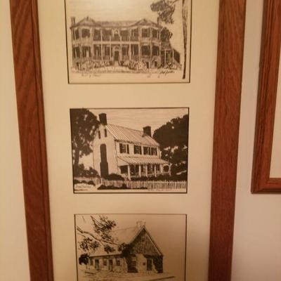 Local historic homes framed pictures