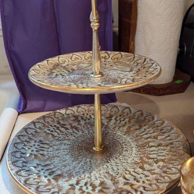 MCM Stangl Granada Two tier cake stand 