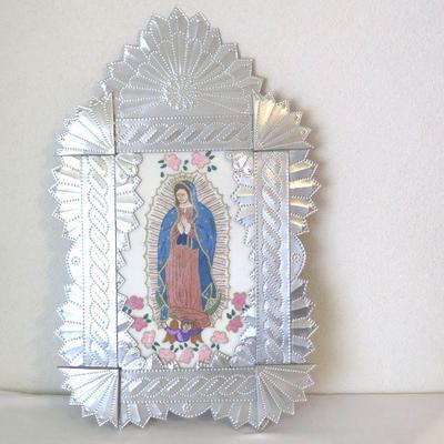 Punched Tin Colcha Embroidery Our Lady of Guadalupe 