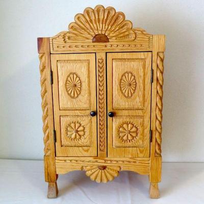 Jim Roybal Miniature Sun Burst New Mexico Carved Cabinet 