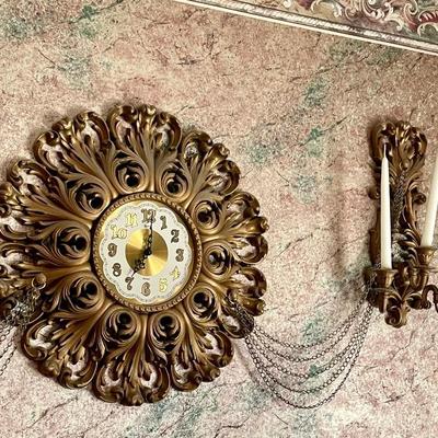 Beautiful clock with side sconces
